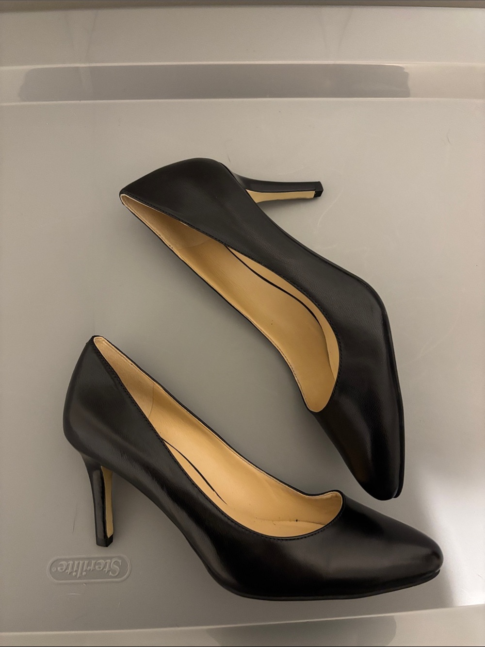 Cole Haan Black Leather Pointed-Toe Pumps - Picture 4 of 5